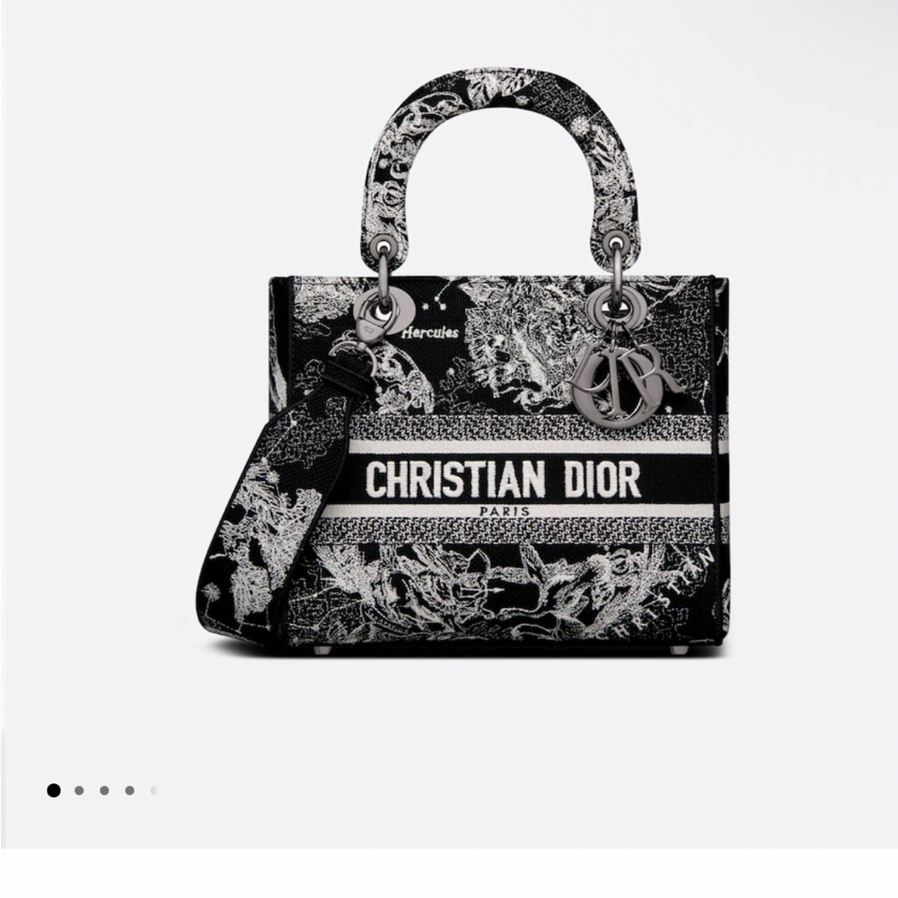 Christian Dior Lady D-Lite Bag Embroidered Canvas Medium Print zodiac astrology